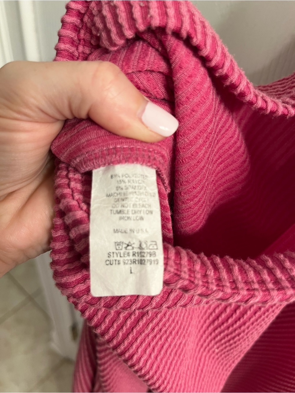 Hudson Gray Ribbed Pink Jumpsuit with Pockets - Picture 5 of 7